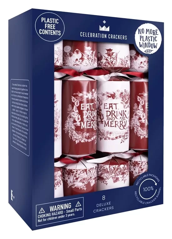 FESTIVE CHEER CHRISTMAS CRACKERS BY CELEBRATON CRACKERS BOX OF 8 X 12"